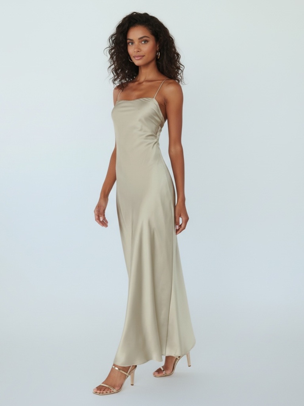 Show Me Your MuMu Moss Green Luxe Satin Dani Slip Maxi Dress